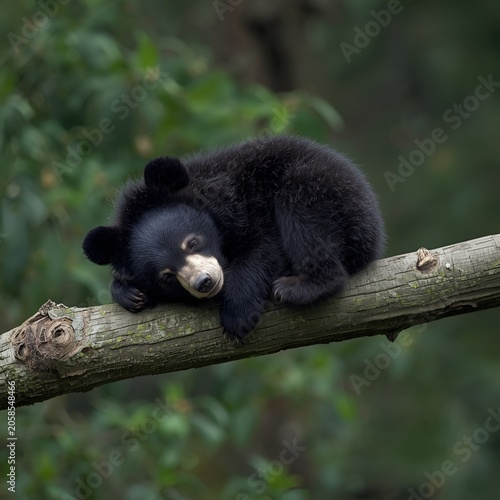 black bear cub in tree
