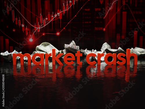 Market Crash Text in Front of Black and Red Collapse Diagram