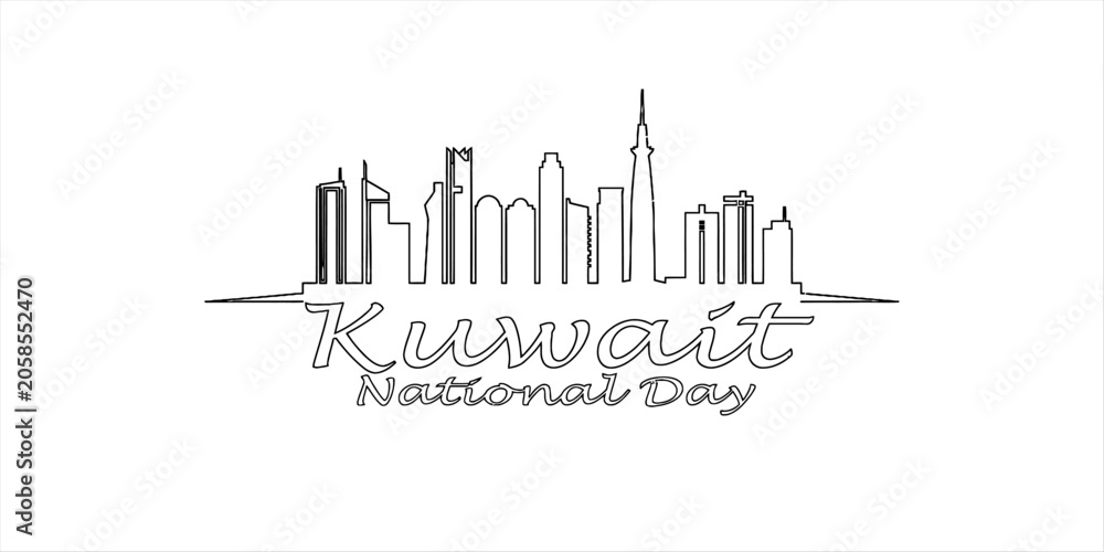 Fototapeta premium Kuwait national day skyline outline