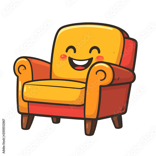 Εκτύπωση καμβά A cheerful armchair with a smiling face and rosy cheeks