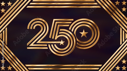 Elegant American celebration backdrop for the USA 250th anniversary with ornate gold framing, created for patriotic promotions, ceremony graphics, and heritage-themed branding