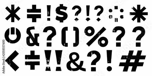 Tableau sur toile Collection Of Punctuation Marks And Symbols Black Ink On White Background