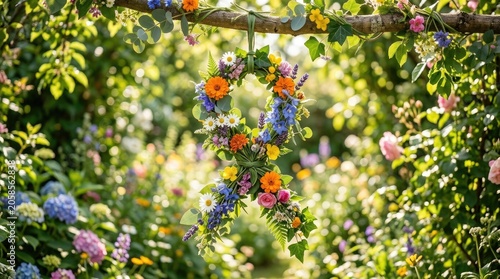 Floral Garden Arch Garland with Colorful Blooms for Outdoor Decor