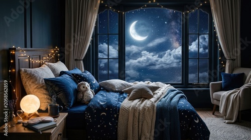 Bedroom Night Sky Cozy Bed Decor for Dreamy Nighttime Ambiance