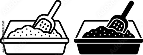 Vászonkép Cat litter box with scoop and different colored sand options