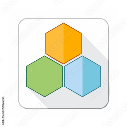 Colorful overlapping hexagon cluster icon