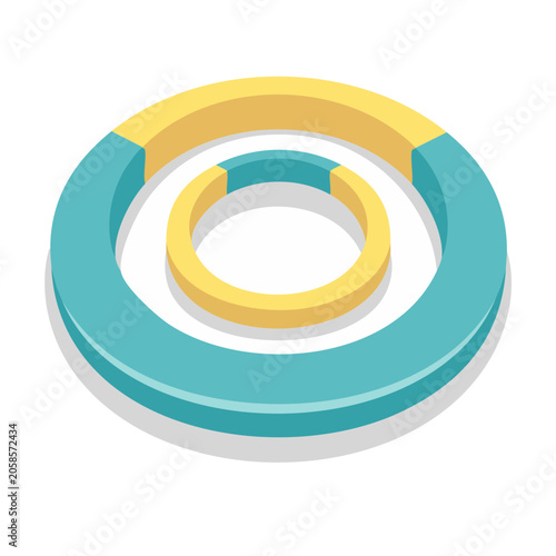 Isometric 3D Render of Concentric Circular Rings