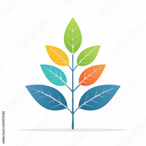 Stylized Plant with Colorful Leaves
