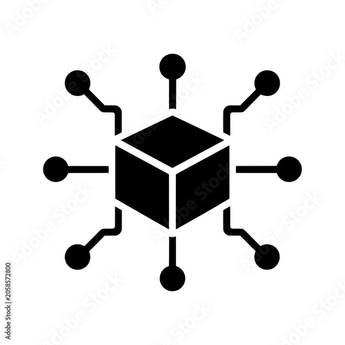 Artificial intelligence connected cube silhouette icon