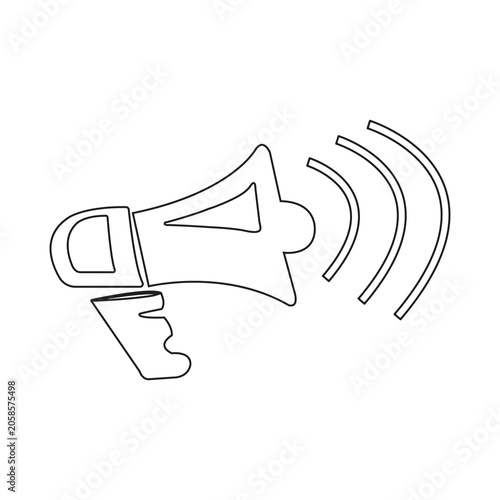 Megaphone Outline Icon Vector – Announcement, Marketing and Communication Symbol