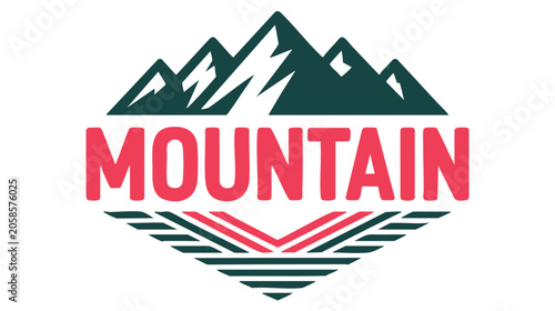 Mountain Logo with Lightning Bolts, Bold Red “Mounttain” Wordmark, and Winged Emblem for Streetwear Branding