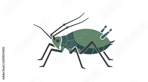 Canvastavla Green insect bug with antennae standing.