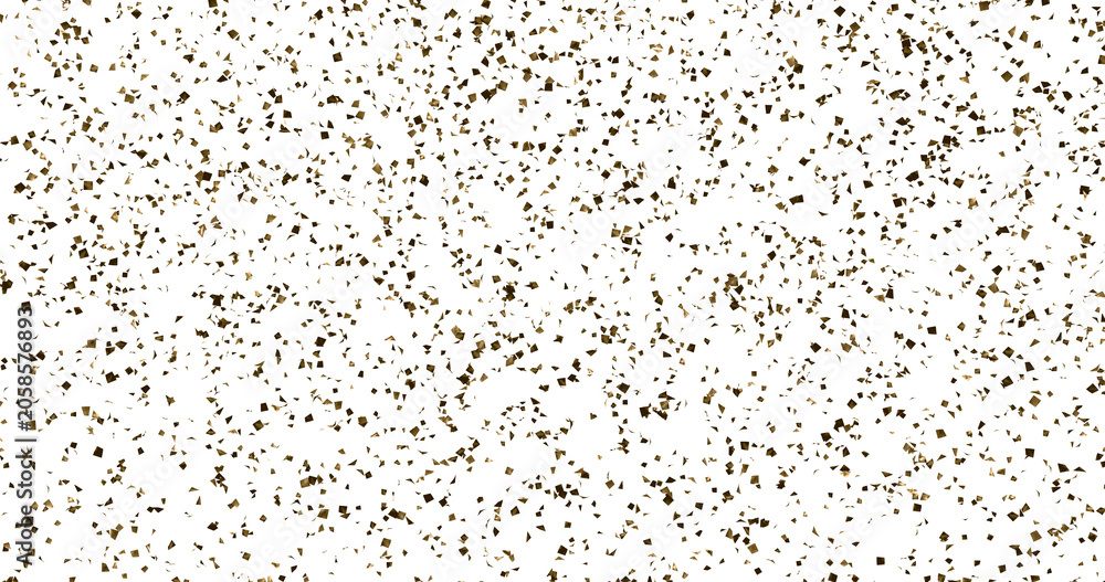 Obraz premium Glittering gold confetti fall in black background. Sparkling glow effect. 3D rendering with alpha.