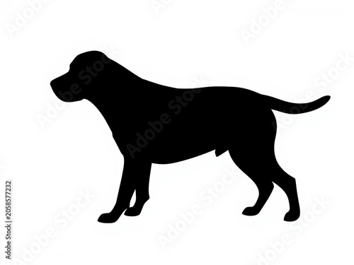 Labrador retriever dog silhouette vector solid black canine outline in side view minimal flat style, simple, ||black