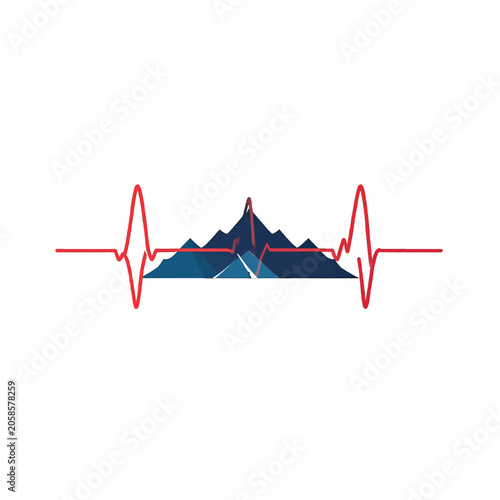 Fotografie Heartbeat line over mountain range graphic