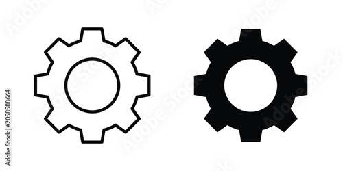 Cogwheel icon bundle modern line and clipart style collection