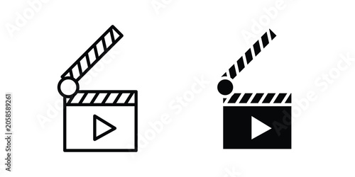 Vászonkép Film clapperboard icon bundle modern line and clipart style collection
