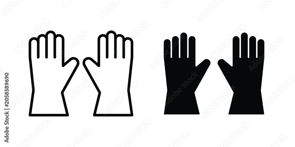 Fototapeta premium Glove icon bundle modern line and clipart style collection