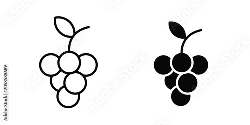 Grapes icon bundle modern line and clipart style collection