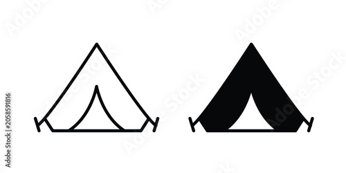Foto Tent icon bundle modern line and clipart style collection