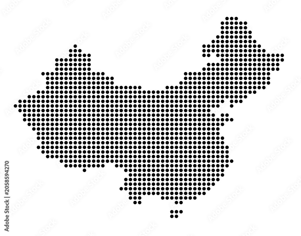 Obraz premium china dot map. dotted style map of china for infographic and geographic presentations