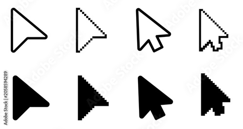 mouse cursor icons. computer mouse arrow cursor pixel and smooth icon set for interface design