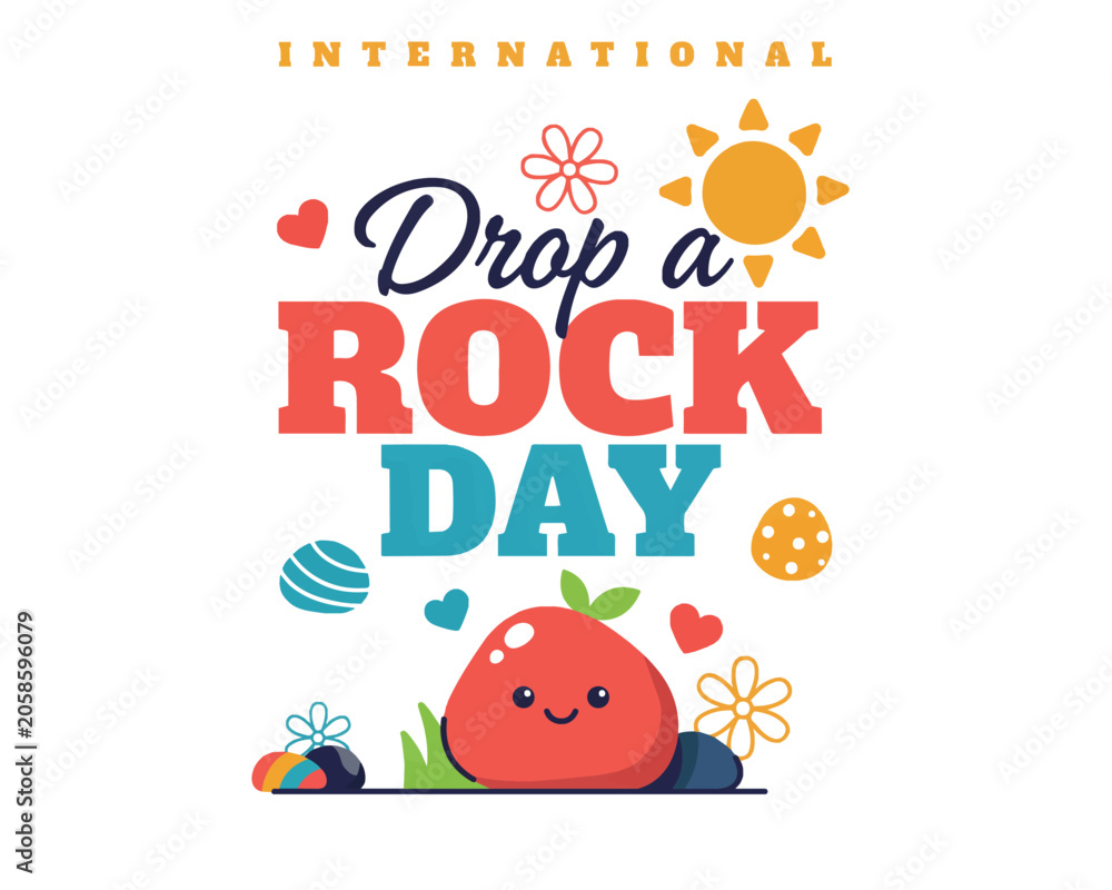 Fototapeta premium International Drop a Rock Day Vector Art, Positive Message Rock Painting and Sharing Concept