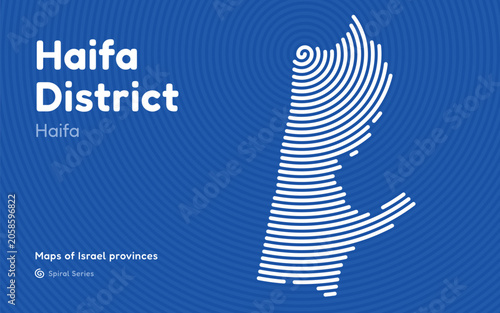 Spiral pattern map of Israel Haifa District with administrative center in Haifa