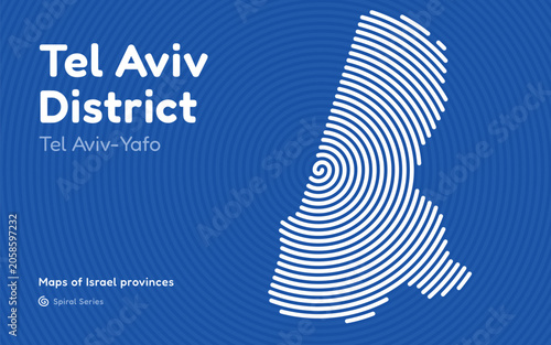 Spiral pattern map of Israel Tel Aviv District with administrative center in Tel Aviv