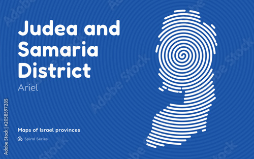Spiral pattern map of Judea and Samaria District with administrative center in Ma'ale Adumim