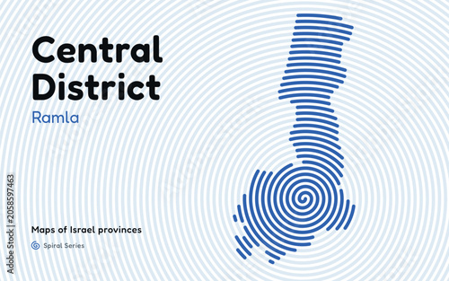 Spiral pattern map of Israel Central District with administrative center in Ramla