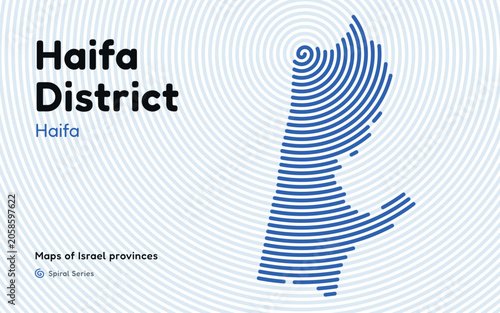 Spiral pattern map of Israel Haifa District with administrative center in Haifa