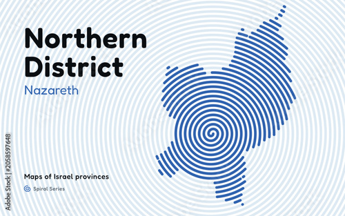 Spiral pattern map of Israel Northern District with administrative center in Nazareth