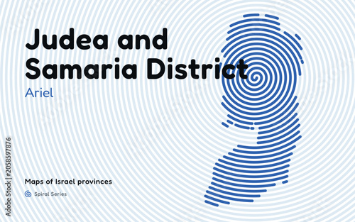 Spiral pattern map of Judea and Samaria District with administrative center in Ma'ale Adumim