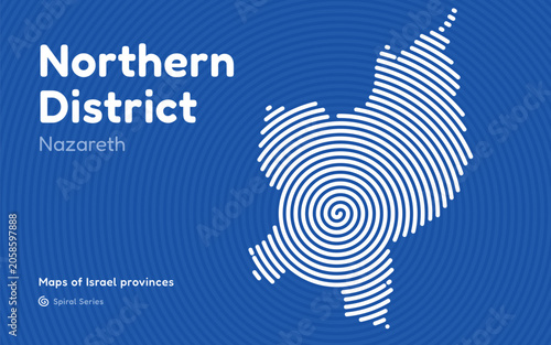Spiral pattern map of Israel Northern District with administrative center in Nazareth