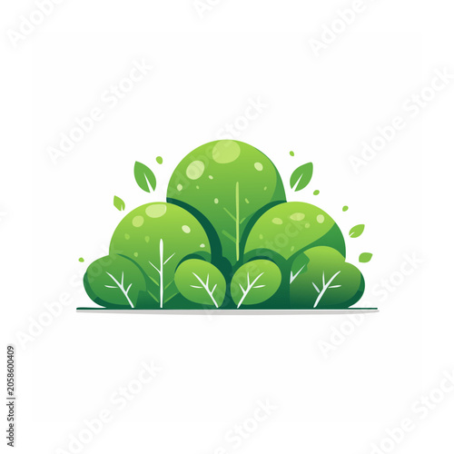 Flat design illustration of green trees and leaves