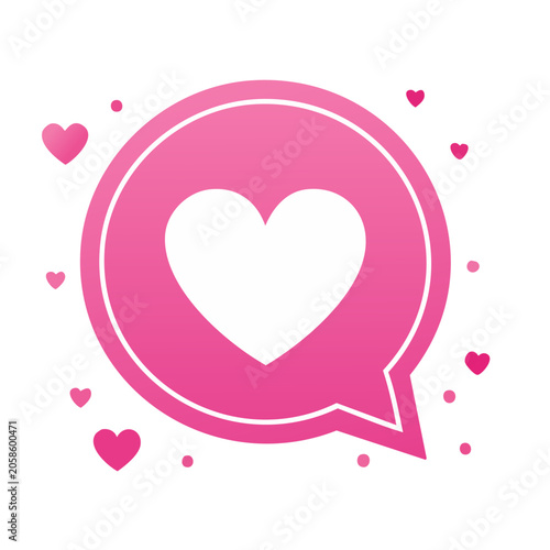Pink heart in speech bubble icon