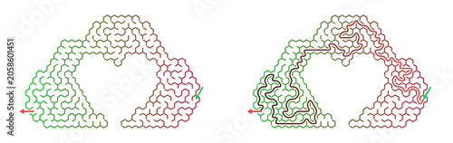 Photos Maze puzzle with solution in intricate design and vibrant colors