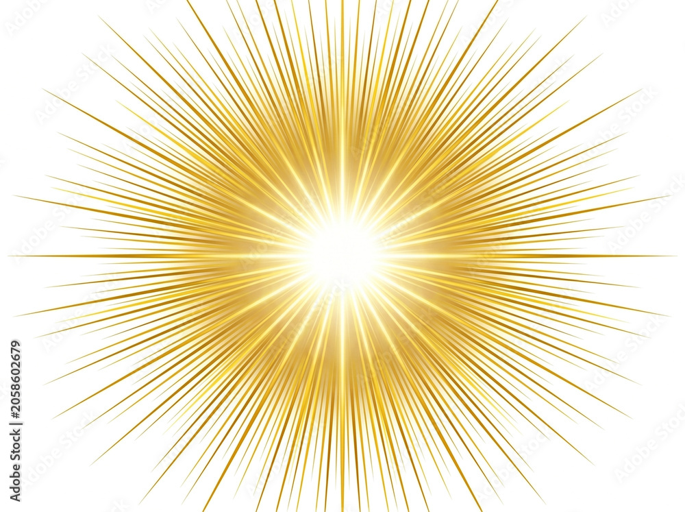Fototapeta premium Yellow sun sparkle PNG with golden light, flash radiant sun rays, and glowing lens flash. Glow bright light star, explosion yellow sunlight, vector illustration