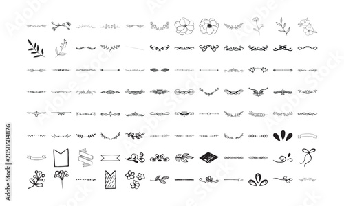 Botanical Divider Separator and Decorative Line Vector Bundle