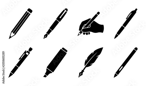 Canvas Print Writing Instruments Collection: Pen, Pencil, Marker Icons