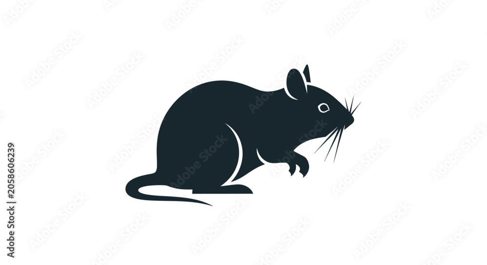Fototapeta premium Black silhouette of a mouse.