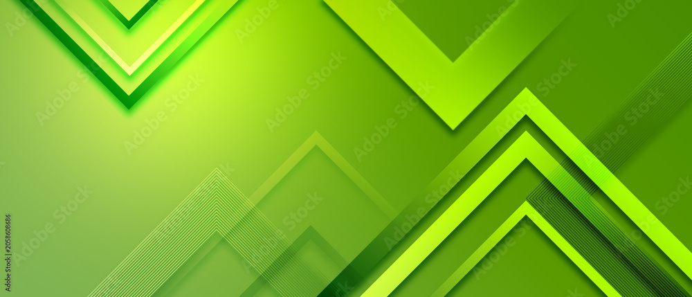 Fototapeta premium Abstract green geometric triangular shape background