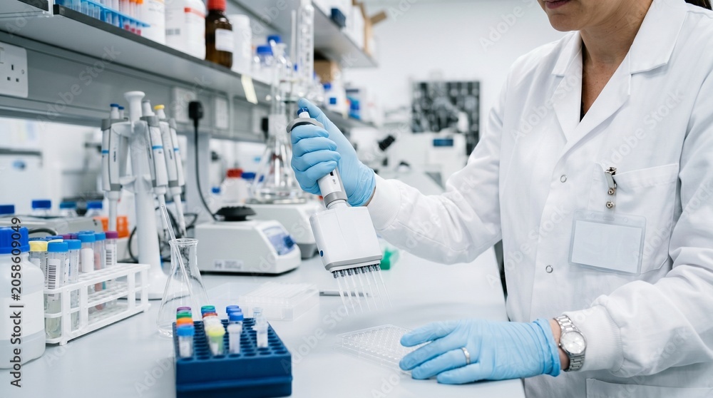 Fototapeta premium Scientist working in laboratory setting.
