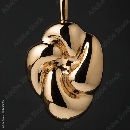 Luxury Gold Abstract Pendant Design Isolated on Dark Background – Elegant Jewelry Ornament