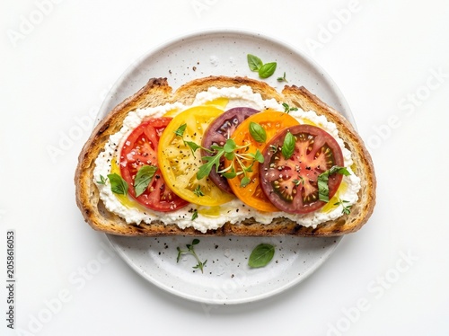 Tomato Toast with Cream Cheese on Sourdough