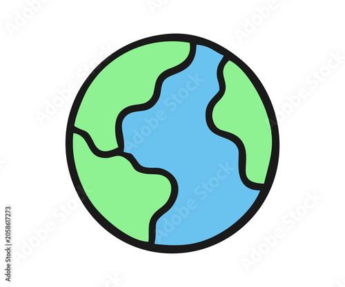 Planet icon. Global map. Map symbol simple design illustration on transparent background. 

