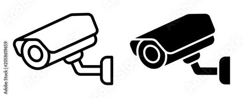 Foto Security Camera Icons, Surveillance System Vector Graphics, CCTV Monitoring Equi