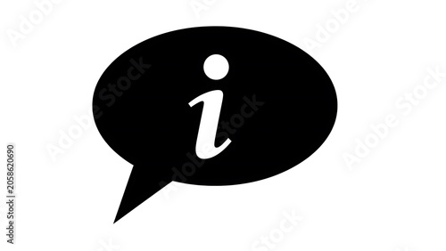 Black Information Icon in Speech Bubble Shape Isolated on White Background for Web Interface and Customer Support
