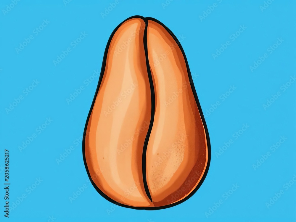 Fototapeta premium A simple hand-drawn illustration of a coffee bean shape, texture, shapes